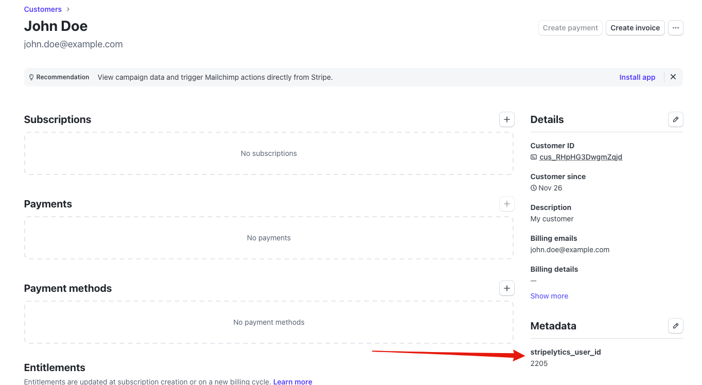 Stripe Customer Metadata