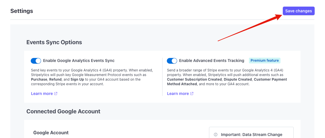Paytics Save Settings